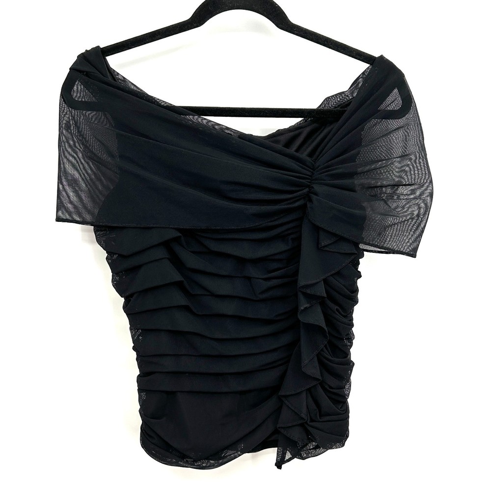 Tadashi Shoji Black Ruched Blouse
